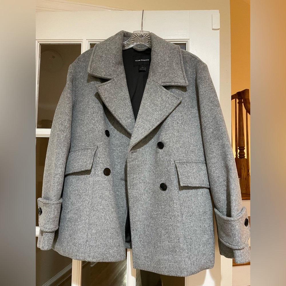 Club Monaco Relaxed Grey Pea Coat - Picture 7 of 9
